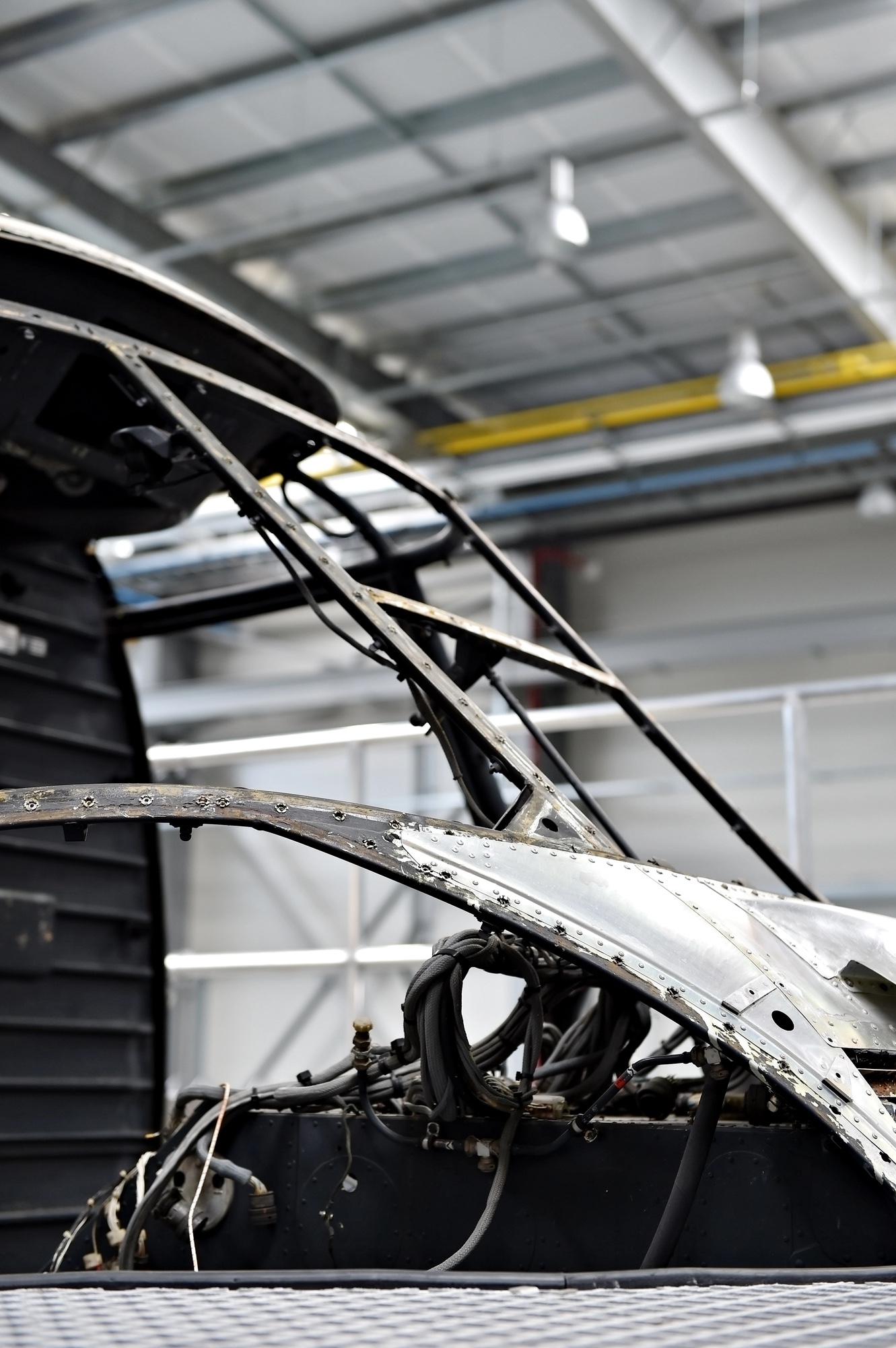 Helicopter fuselage in a factory